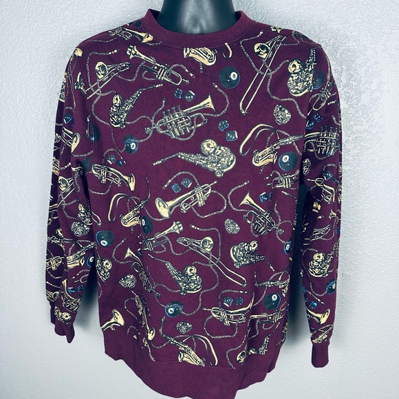 Stussy | Sweaters | Rare Vintage Stussy 8ball Jazz Instrument Maroon ...